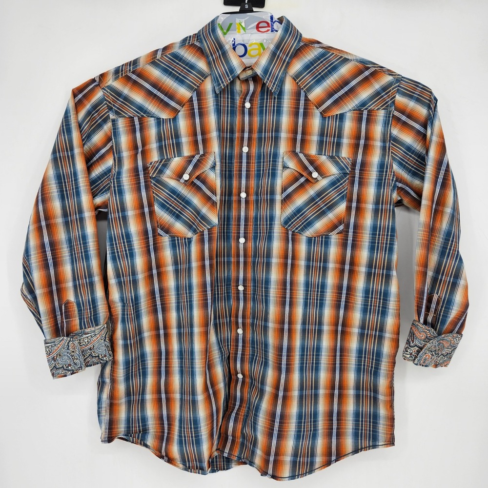 Panhandle Rough Stock Shirt Mens XL Plaid Western Casual Long Sleeve Flip Cuff‎